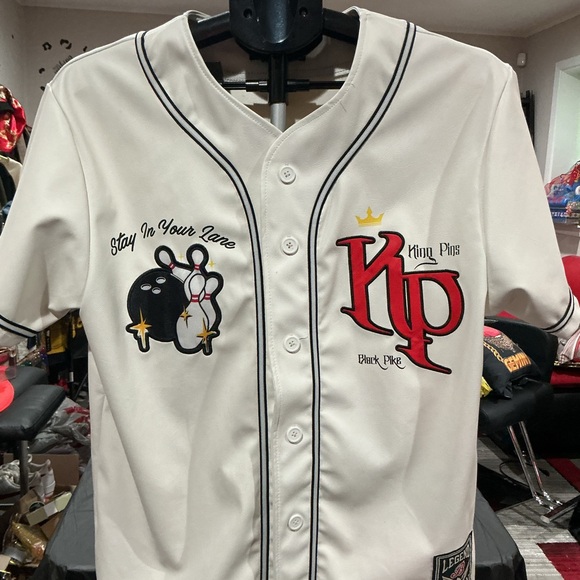Black Pike Other - King Pins 'Stay In Your Lane' Cream Baseball Jersey